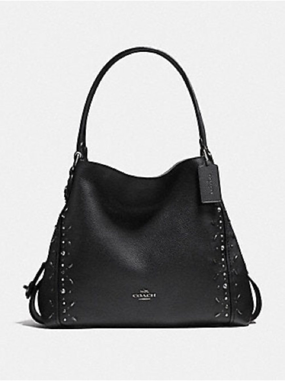 Coach Prairie Rivets Edie 31 Pebbled Leather Shoulder Bag in Black